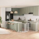 Petshop - Accesorii petshop - Culcusuri si custi - Custi interior si exterior - Poarta caini pliabila cu usa 10 panouri, alb, 800 cm, lemn plop - Infinity.ro