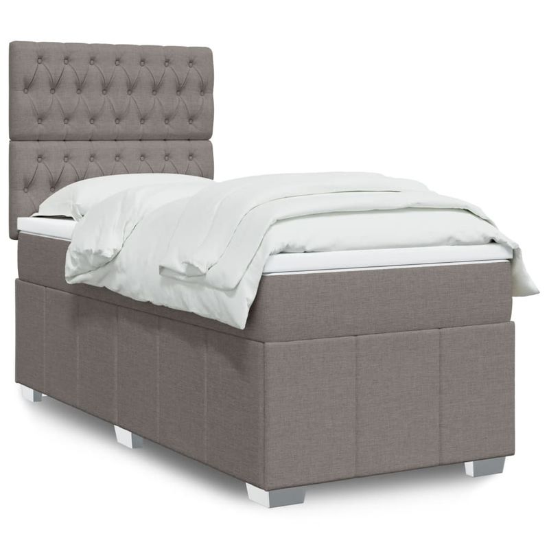 Casa si Gradina - Mobilier - Paturi si accesorii - Paturi - Pat box spring cu saltea, gri taupe, 80x200 cm, textil - Infinity.ro