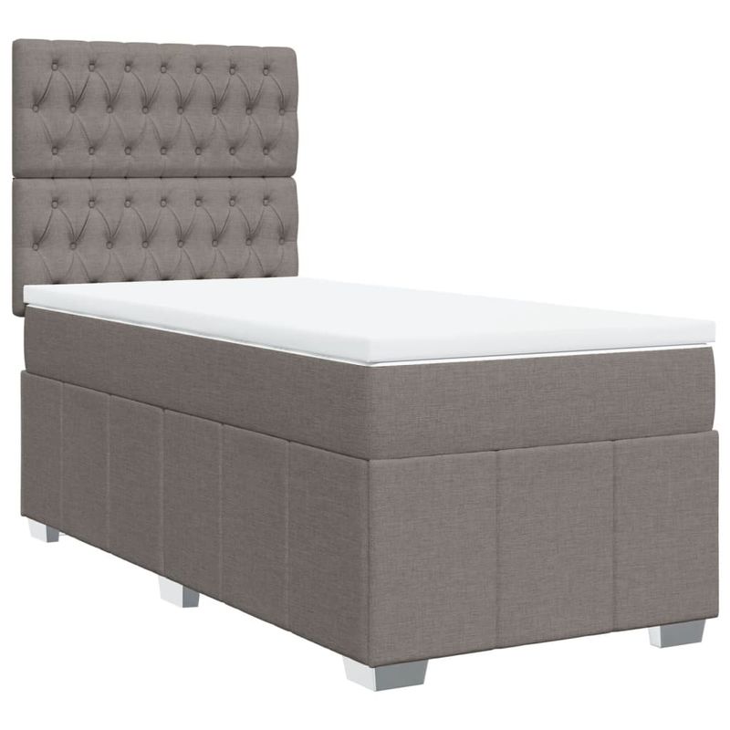 Casa si Gradina - Mobilier - Paturi si accesorii - Paturi - Pat box spring cu saltea, gri taupe, 80x200 cm, textil - Infinity.ro