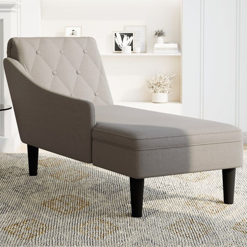 Casa si Gradina - Mobilier - Scaune si fotolii - Fotolii - Sezlong cu perna si cotiera dreapta, gri taupe, textil - Infinity.ro