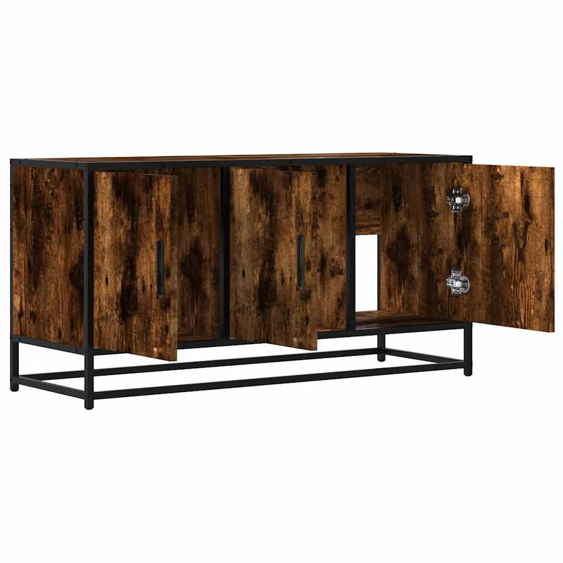 Casa si Gradina - Mobilier - Comode si corpuri - Comode - Dulap TV stejar fumuriu, 100x35x50 cm lemn prelucrat si metal - Infinity.ro