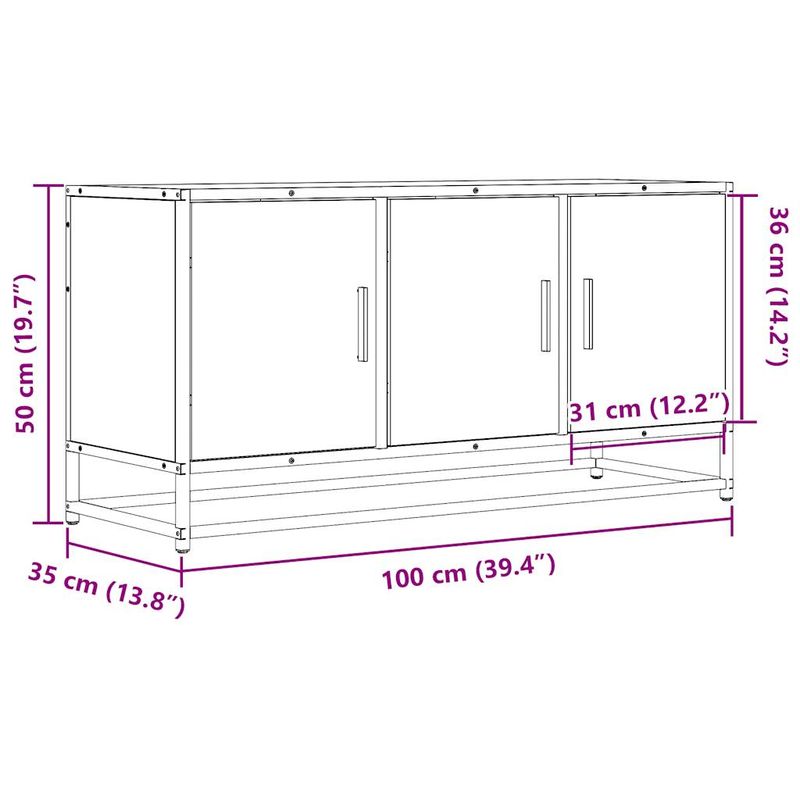 Casa si Gradina - Mobilier - Comode si corpuri - Comode - Dulap TV stejar fumuriu, 100x35x50 cm lemn prelucrat si metal - Infinity.ro