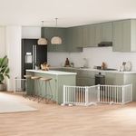 Petshop - Accesorii petshop - Culcusuri si custi - Custi interior si exterior - Poarta caini pliabila cu usa 8 panouri, alb, 640 cm, lemn plop - Infinity.ro