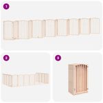 Petshop - Accesorii petshop - Culcusuri si custi - Custi interior si exterior - Poarta de caini pliabila cu usa, 15 panouri, 750 cm, lemn plop - Infinity.ro