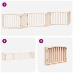 Petshop - Accesorii petshop - Culcusuri si custi - Custi interior si exterior - Poarta de caini pliabila cu usa, 6 panouri, 480 cm, lemn plop - Infinity.ro