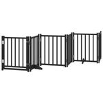 Petshop - Accesorii petshop - Culcusuri si custi - Custi interior si exterior - Poarta caini pliabila cu usa 15 panouri negru 750 cm, lemn plop - Infinity.ro