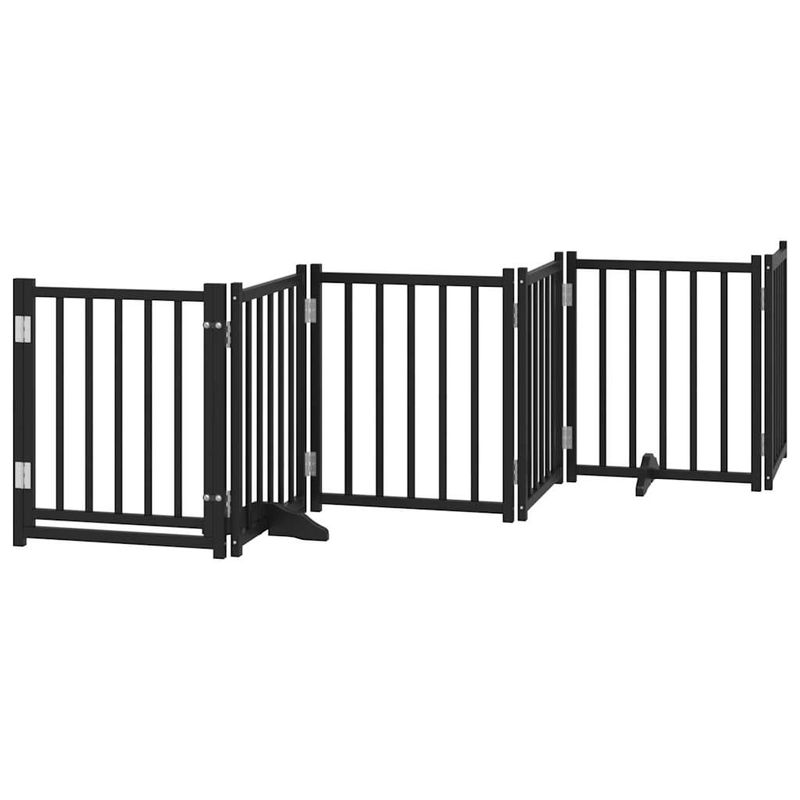 Petshop - Accesorii petshop - Culcusuri si custi - Custi interior si exterior - Poarta caini pliabila cu usa 15 panouri negru 750 cm, lemn plop - Infinity.ro
