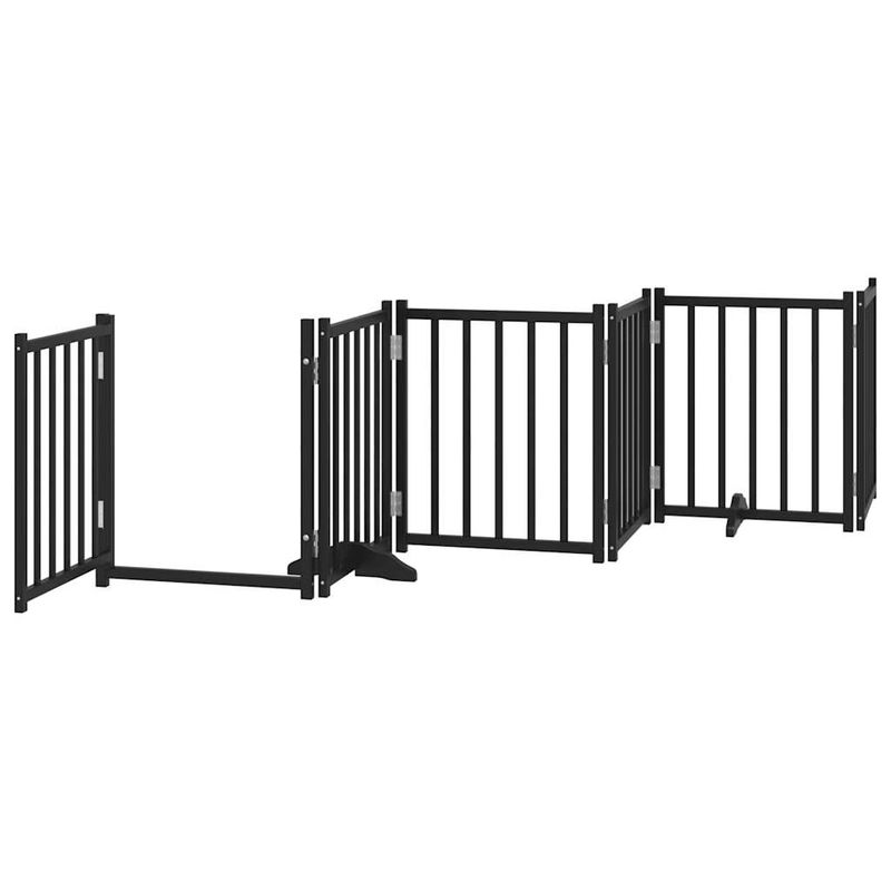 Petshop - Accesorii petshop - Culcusuri si custi - Custi interior si exterior - Poarta caini pliabila cu usa 15 panouri negru 750 cm, lemn plop - Infinity.ro