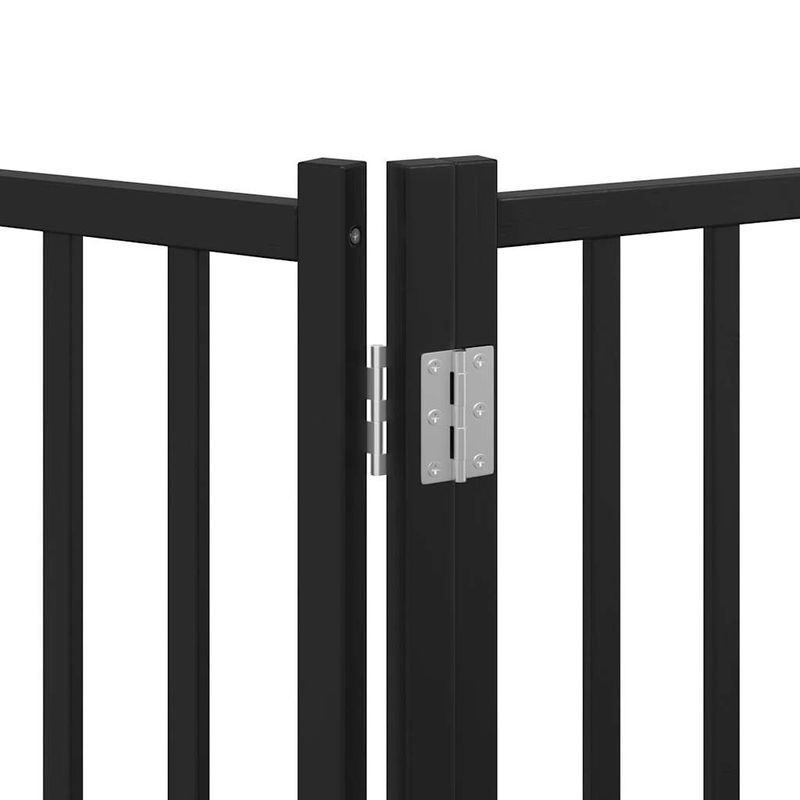 Petshop - Accesorii petshop - Culcusuri si custi - Custi interior si exterior - Poarta caini pliabila cu usa 15 panouri negru 750 cm, lemn plop - Infinity.ro