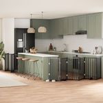 Petshop - Accesorii petshop - Culcusuri si custi - Custi interior si exterior - Poarta caini pliabila cu usa 12 panouri negru 600 cm, lemn plop - Infinity.ro