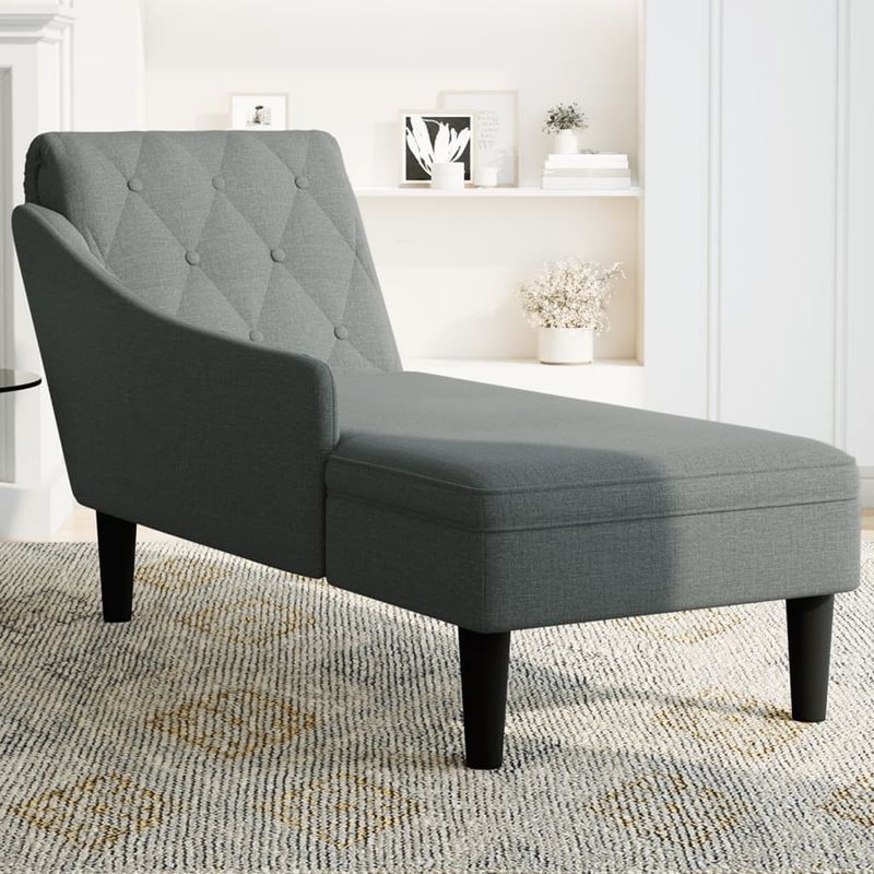 Casa si Gradina - Mobilier - Scaune si fotolii - Fotolii - Sezlong cu perna si cotiera dreapta, gri inchis, textil - Infinity.ro