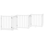 Petshop - Accesorii petshop - Culcusuri si custi - Custi interior si exterior - Poarta caini pliabila cu usa 15 panouri, alb, 750 cm, lemn plop - Infinity.ro