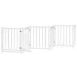 Petshop - Accesorii petshop - Culcusuri si custi - Custi interior si exterior - Poarta caini pliabila cu usa, 6 panouri, alb, 300 cm, lemn brad, mărime 50x60x2 cm - Infinity.ro