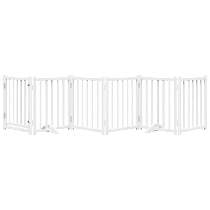 Petshop - Accesorii petshop - Culcusuri si custi - Custi interior si exterior - Poarta caini pliabila cu usa, 6 panouri, alb, 300 cm, lemn brad, mărime 50x60x2 cm - Infinity.ro