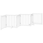 Petshop - Accesorii petshop - Culcusuri si custi - Custi interior si exterior - Poarta caini pliabila cu usa, 6 panouri, alb, 300 cm, lemn brad, mărime 50x60x2 cm - Infinity.ro