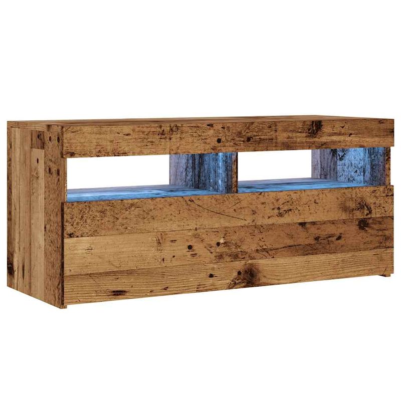 Casa si Gradina - Mobilier - Comode si corpuri - Comode - Dulap TV cu lumini LED lemn vechi 90x35x40 cm lemn prelucrat - Infinity.ro