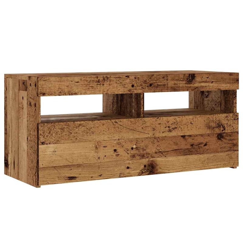 Casa si Gradina - Mobilier - Comode si corpuri - Comode - Dulap TV cu lumini LED lemn vechi 90x35x40 cm lemn prelucrat - Infinity.ro