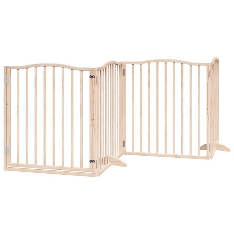 Petshop - Accesorii petshop - Culcusuri si custi - Custi interior si exterior - Poarta de caini pliabila cu usa, 12 panouri, 960 cm, lemn plop - Infinity.ro