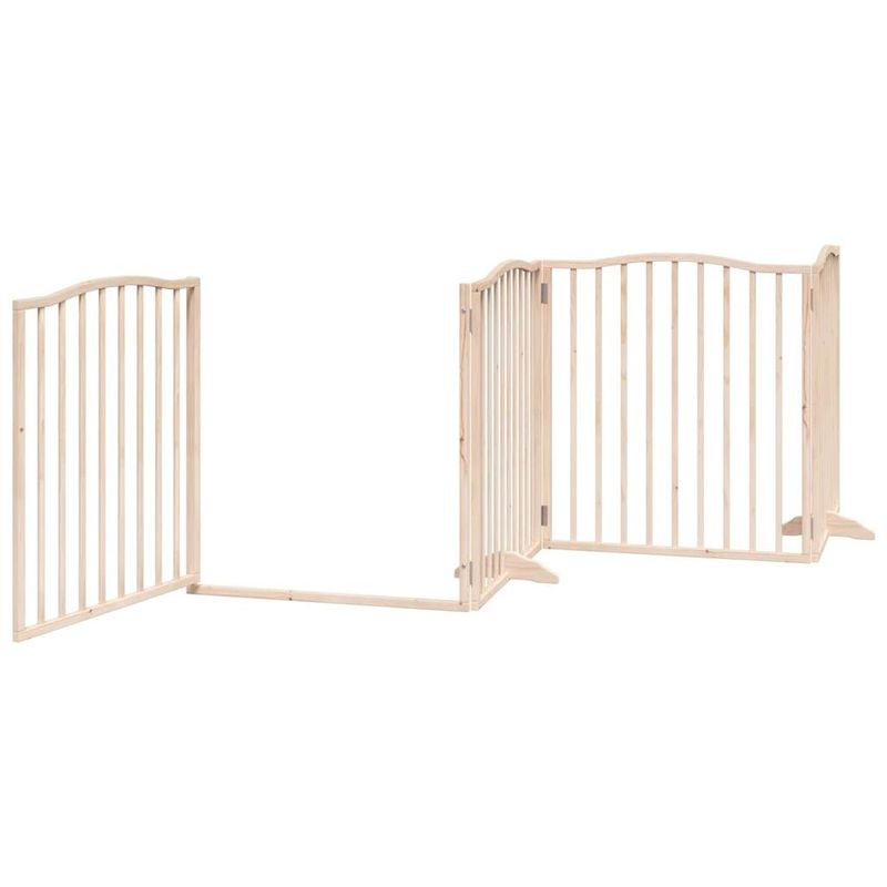 Petshop - Accesorii petshop - Culcusuri si custi - Custi interior si exterior - Poarta de caini pliabila cu usa, 12 panouri, 960 cm, lemn plop - Infinity.ro