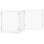 Petshop - Accesorii petshop - Culcusuri si custi - Custi interior si exterior - Poarta caini pliabila cu usa, 6 panouri, alb, 480 cm, lemn plop - Infinity.ro