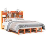 Casa si Gradina - Mobilier - Paturi si accesorii - Paturi - Pat cu biblioteca fara saltea maro 140x190 cm lemn masiv de pin - Infinity.ro