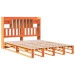 Casa si Gradina - Mobilier - Paturi si accesorii - Paturi - Pat cu biblioteca fara saltea maro 140x190 cm lemn masiv de pin - Infinity.ro