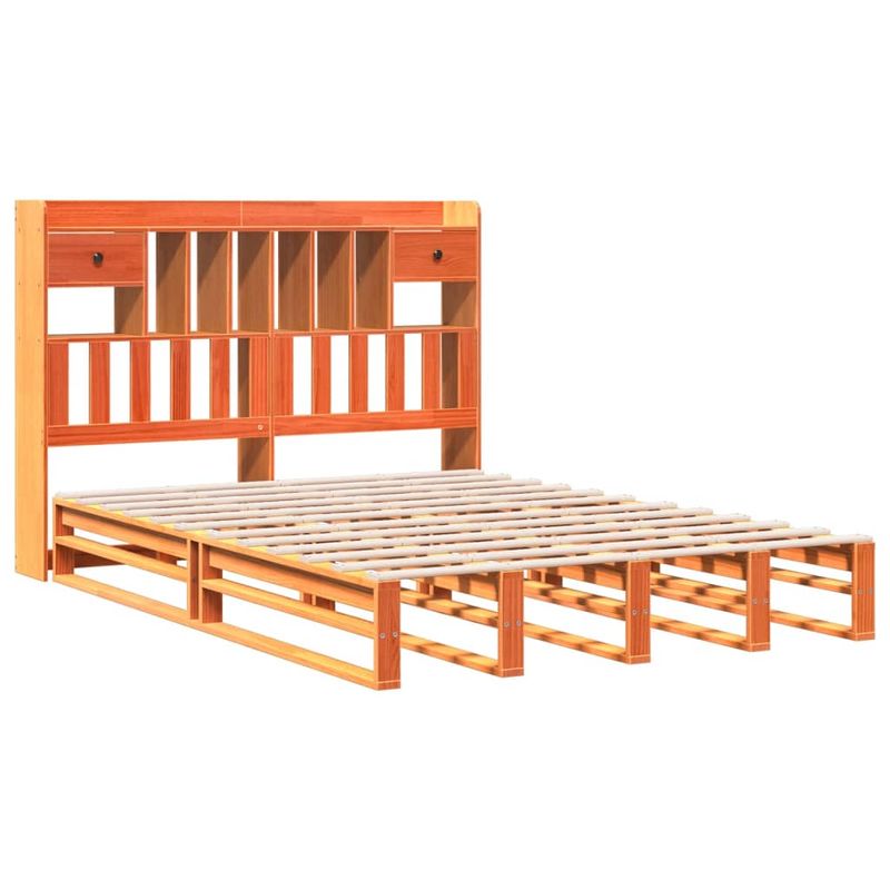 Casa si Gradina - Mobilier - Paturi si accesorii - Paturi - Pat cu biblioteca fara saltea maro 140x190 cm lemn masiv de pin - Infinity.ro