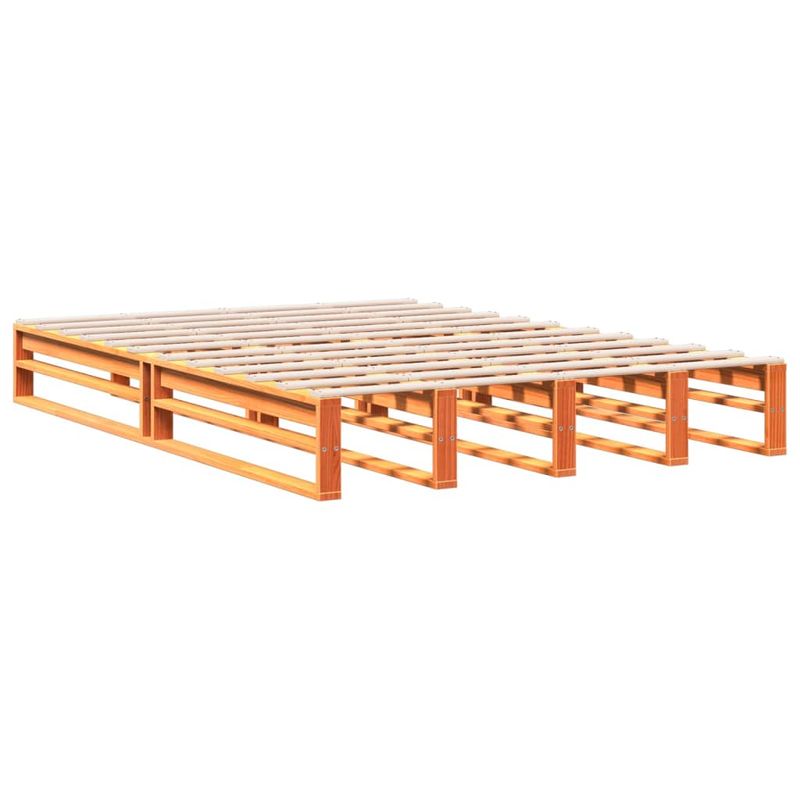 Casa si Gradina - Mobilier - Paturi si accesorii - Paturi - Pat cu biblioteca fara saltea maro 140x190 cm lemn masiv de pin - Infinity.ro