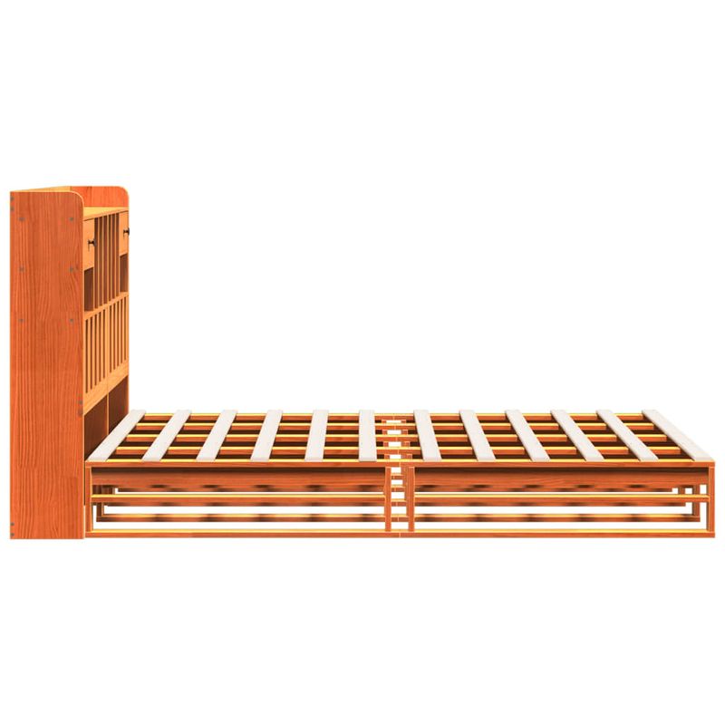 Casa si Gradina - Mobilier - Paturi si accesorii - Paturi - Pat cu biblioteca fara saltea maro 140x190 cm lemn masiv de pin - Infinity.ro