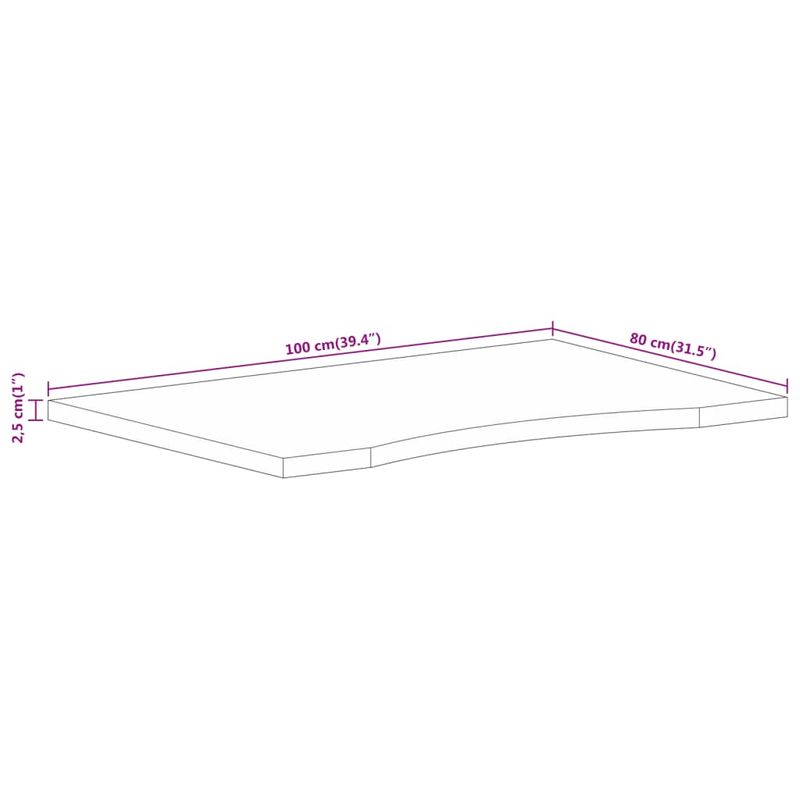 Casa si Gradina - Mobilier - Feronerie si accesorii mobila - Blat birou cu decupaj curbat 100x80x2,5cm lemn masiv mango brut - Infinity.ro