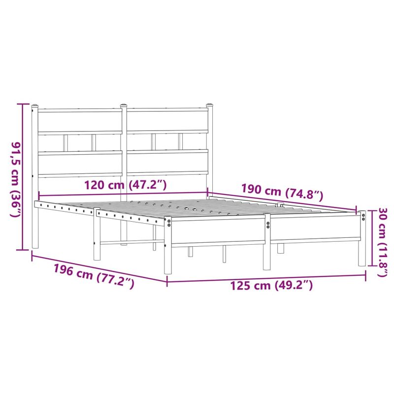 Casa si Gradina - Mobilier - Paturi si accesorii - Paturi - Cadru pat fara saltea stejar maro 120x190 cm, lemn prelucrat - Infinity.ro