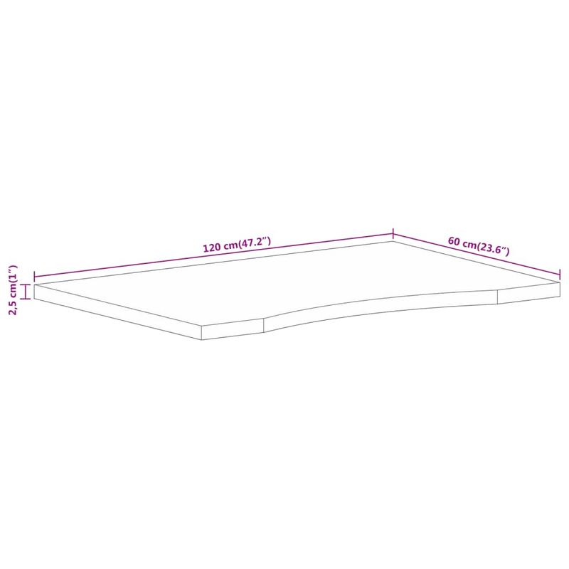 Casa si Gradina - Mobilier - Feronerie si accesorii mobila - Blat birou cu decupaj curbat 120x60x2,5 cm lemn masiv mango - Infinity.ro