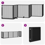 Petshop - Accesorii petshop - Culcusuri si custi - Custi interior si exterior - Poarta caini pliabila cu usa 6 panouri negru, 480 cm, lemn plop - Infinity.ro