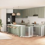 Petshop - Accesorii petshop - Culcusuri si custi - Custi interior si exterior - Poarta caini pliabila cu usa 10 panouri, alb, 800 cm, lemn plop - Infinity.ro