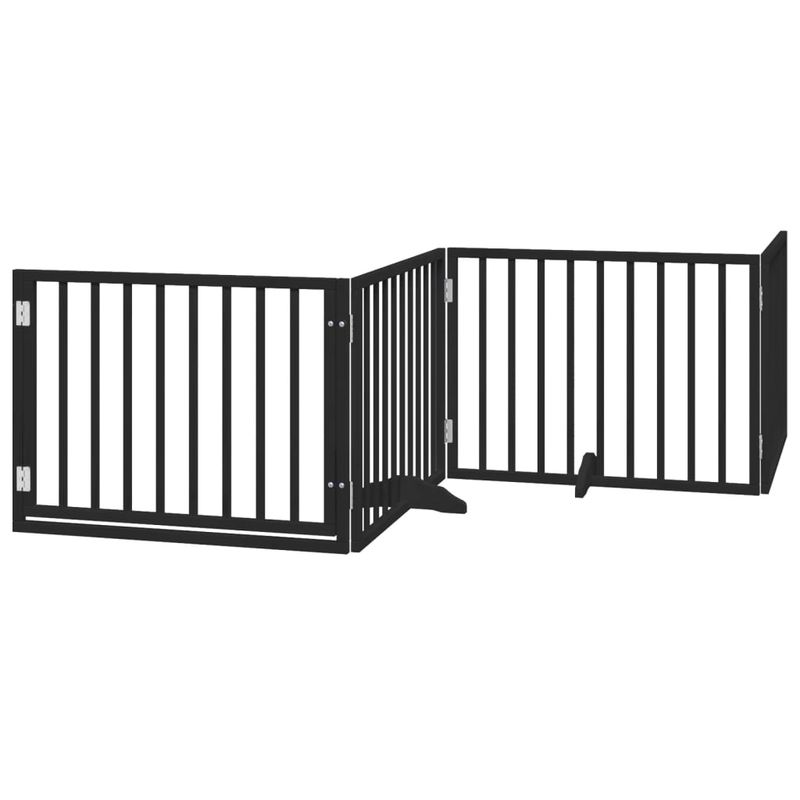 Petshop - Accesorii petshop - Culcusuri si custi - Custi interior si exterior - Poarta caini pliabila cu usa 10 panouri negru 800 cm, lemn plop - Infinity.ro