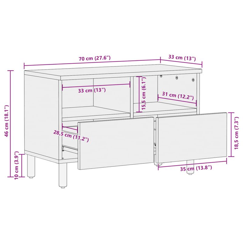 Casa si Gradina - Mobilier - Dulapuri si sifoniere - Dulapuri - Dulap TV, negru, 70x33x46 cm, lemn prelucrat - Infinity.ro