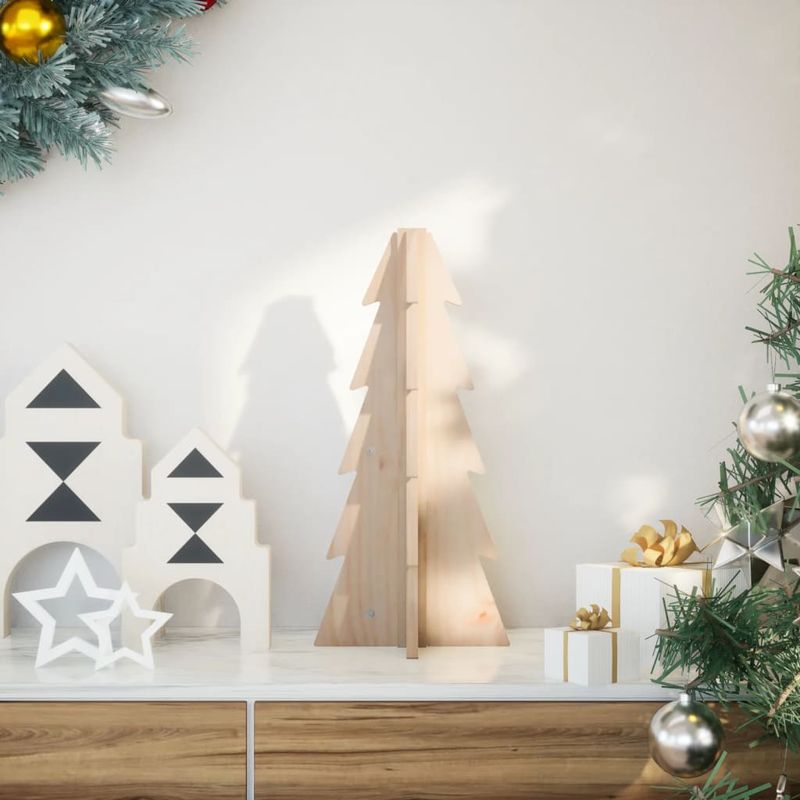 Casa si Gradina - Decoratiuni - Decoratiuni de sezon - Brad de Craciun din lemn decorativ, 49 cm, lemn de pin masiv - Infinity.ro