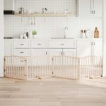 Petshop - Accesorii petshop - Culcusuri si custi - Custi interior si exterior - Poarta de caini pliabila cu usa, 4 panouri, 320 cm, lemn plop - Infinity.ro