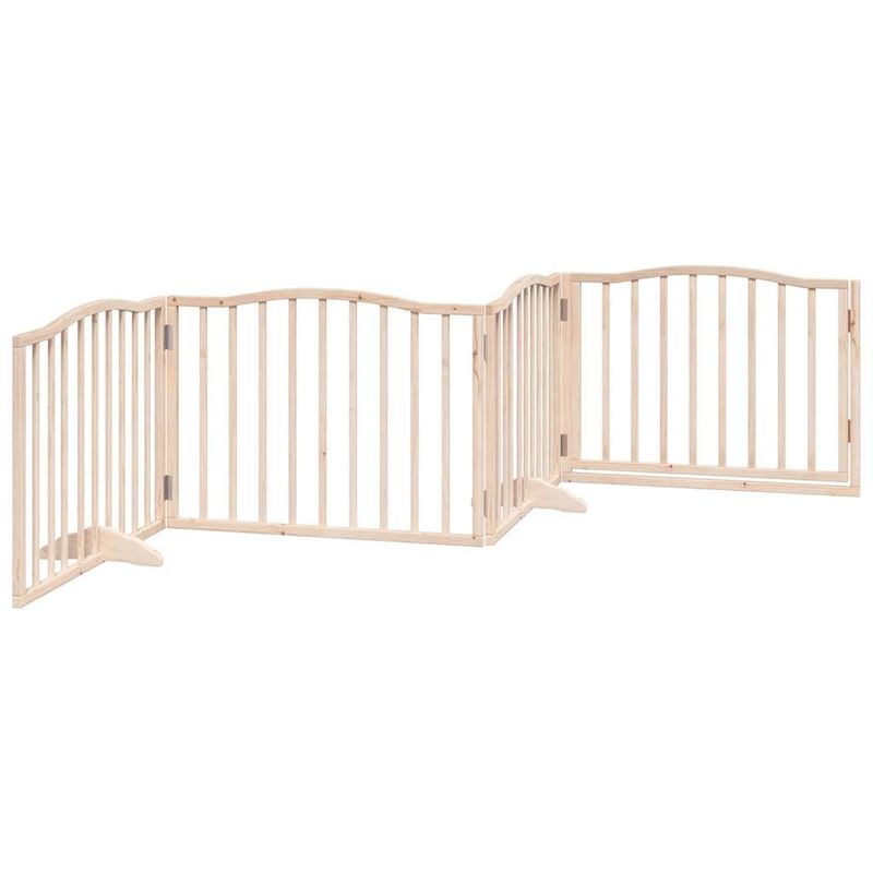 Petshop - Accesorii petshop - Culcusuri si custi - Custi interior si exterior - Poarta de caini pliabila cu usa, 4 panouri, 320 cm, lemn plop - Infinity.ro