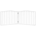 Petshop - Accesorii petshop - Culcusuri si custi - Custi interior si exterior - Poarta pentru caini pliabila, 2 panouri, alb, 160 cm, lemn plop - Infinity.ro