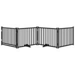 Petshop - Accesorii petshop - Culcusuri si custi - Custi interior si exterior - Poarta caini pliabila cu usa 4 panouri negru, 320 cm, lemn brad, mărime 80x60x2 cm - Infinity.ro