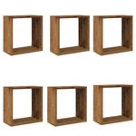 Casa si Gradina - Mobilier - Biblioteci si rafturi - Rafturi - Rafturi de perete cub, 6 buc., lemn vechi, 30x15x30 cm lemn - Infinity.ro