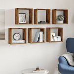 Casa si Gradina - Mobilier - Biblioteci si rafturi - Rafturi - Rafturi de perete cub, 6 buc., lemn vechi, 30x15x30 cm lemn - Infinity.ro