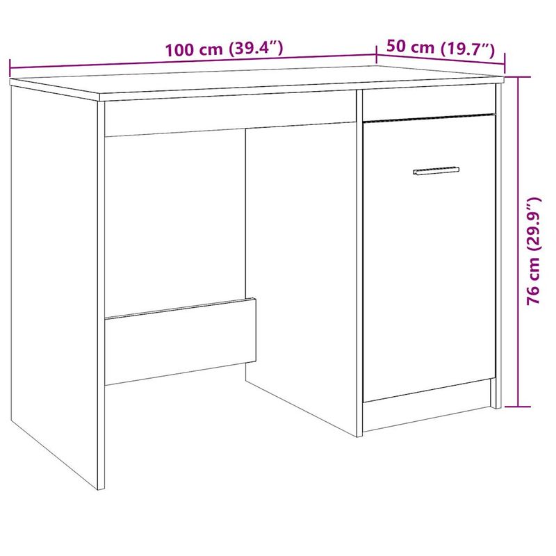 Casa si Gradina - Mobilier - Mese si birouri - Birouri - Birou, stejar artizanal, 100x50x76 cm, lemn prelucrat - Infinity.ro