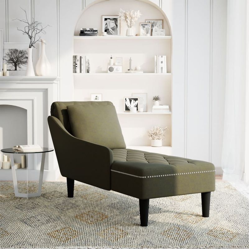 Casa si Gradina - Mobilier - Scaune si fotolii - Fotolii - Sezlong cu perna si cotiera dreapta, verde kaki piele ecologica - Infinity.ro