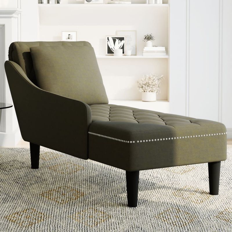Casa si Gradina - Mobilier - Scaune si fotolii - Fotolii - Sezlong cu perna si cotiera dreapta, verde kaki piele ecologica - Infinity.ro