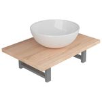 Casa si Gradina - Mobilier - Seturi de mobilier - Seturi baie - Set mobilier de baie din doua piese, stejar, ceramica, mărime raft de 60 cm și chiuvetă rotundă de 32,5 cm - Infinity.ro