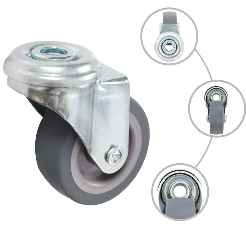 Casa si Gradina - Constructii - Depozitare, transport si protectie - Accesorii echipamente pentru transport si ridicat - Roti pivotante cu gaura pentru surub, 8 buc., 50 mm - Infinity.ro