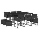 Casa si Gradina - Gradina si terasa - Mobilier exterior - Seturi mobila gradina - Set mobilier de exterior cu perne, 11 piese, negru, poliratan - Infinity.ro
