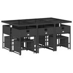 Casa si Gradina - Gradina si terasa - Mobilier exterior - Seturi mobila gradina - Set mobilier de exterior cu perne, 11 piese, negru, poliratan - Infinity.ro